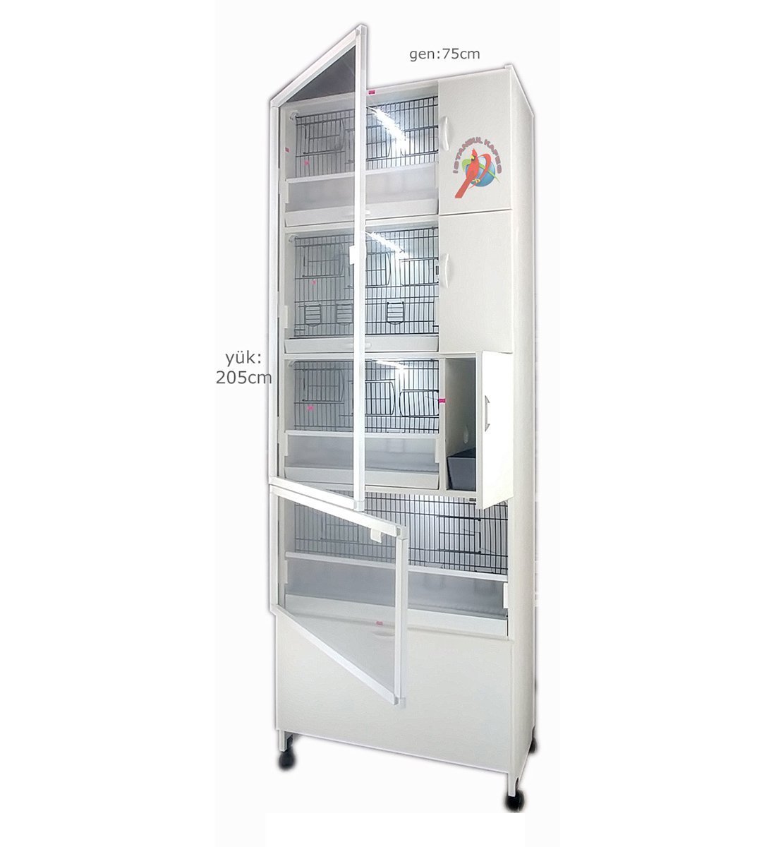 MODEL PDM03YS (SALMALI) 3 lü DOLAP - PVC KUŞ DOLABI - DOLAP KAFES - PVC KAFES - SALMA KAFES - ÇOK AMAÇLI DOLAP