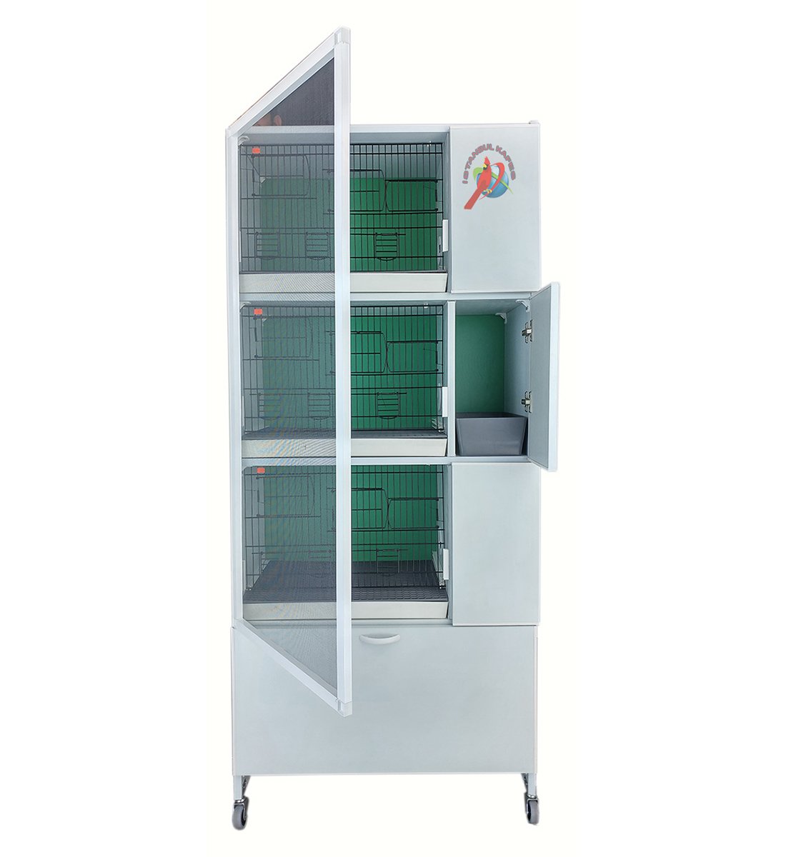MODEL PDM03Y - 3'lü DOLAP - PVC KUŞ DOLABI - DOLAP KAFES - PVC KAFES - SALMA KAFES - ÇOK AMAÇLI DOLAP