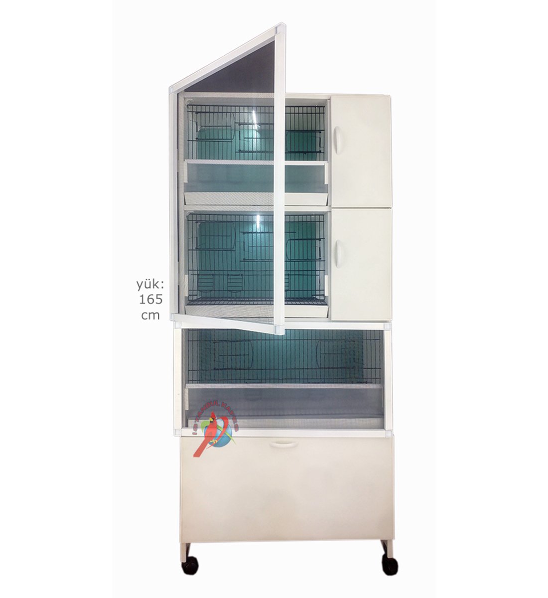 MODEL PDM03YS (SALMALI) 3 lü DOLAP - PVC KUŞ DOLABI - DOLAP KAFES - PVC KAFES - SALMA KAFES - ÇOK AMAÇLI DOLAP
