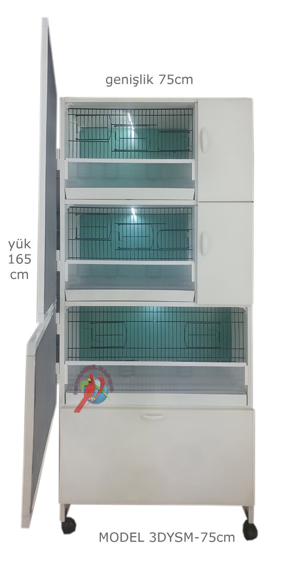 MODEL PDM03YS (SALMALI) 3 lü DOLAP - PVC KUŞ DOLABI - DOLAP KAFES - PVC KAFES - SALMA KAFES - ÇOK AMAÇLI DOLAP