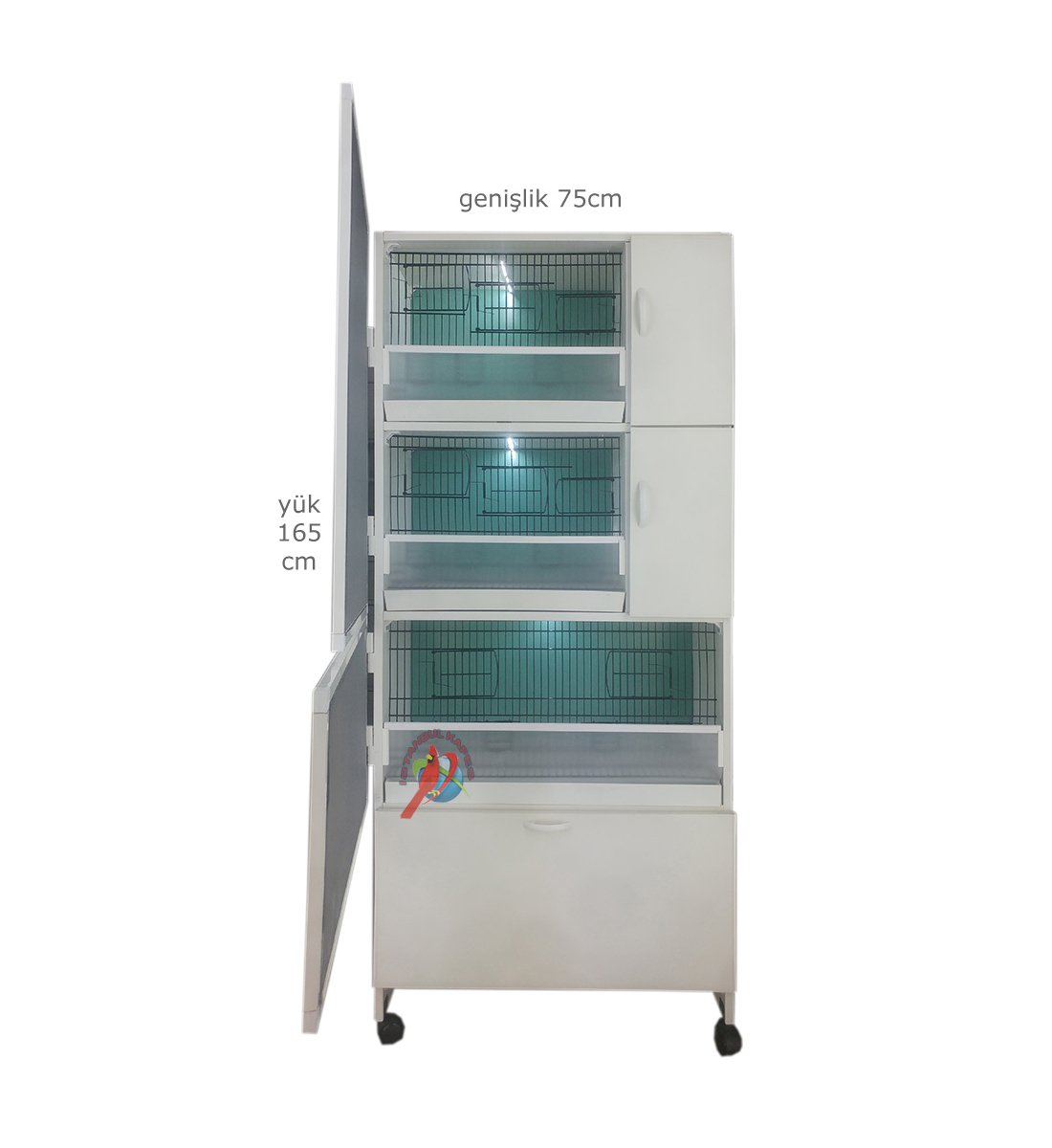 MODEL PDM03YS (SALMALI) 3 lü DOLAP - PVC KUŞ DOLABI - DOLAP KAFES - PVC KAFES - SALMA KAFES - ÇOK AMAÇLI DOLAP