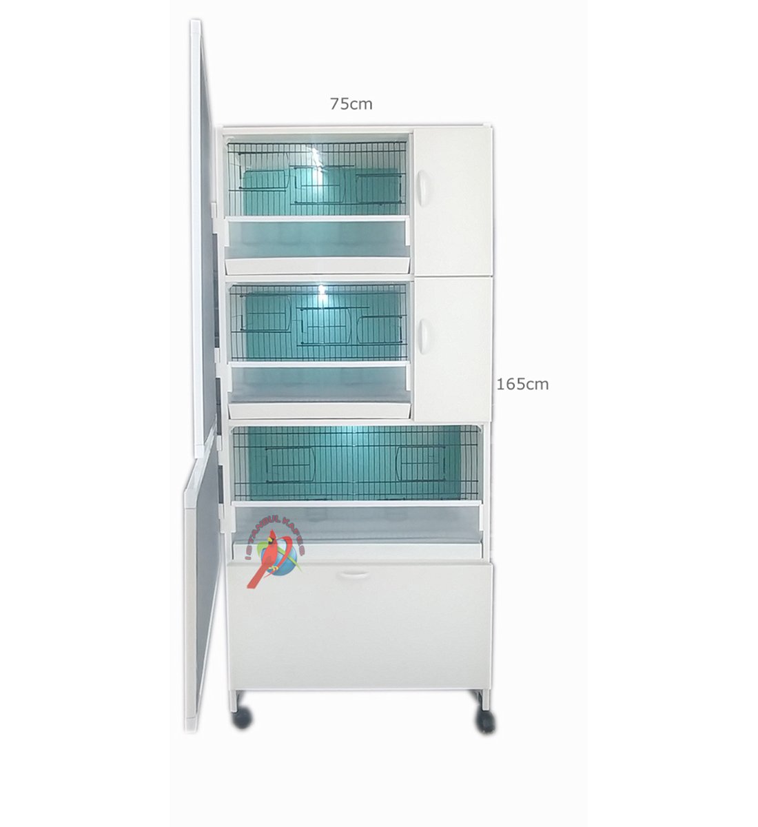 MODEL PDM03YS (SALMALI) 3 lü DOLAP - PVC KUŞ DOLABI - DOLAP KAFES - PVC KAFES - SALMA KAFES - ÇOK AMAÇLI DOLAP