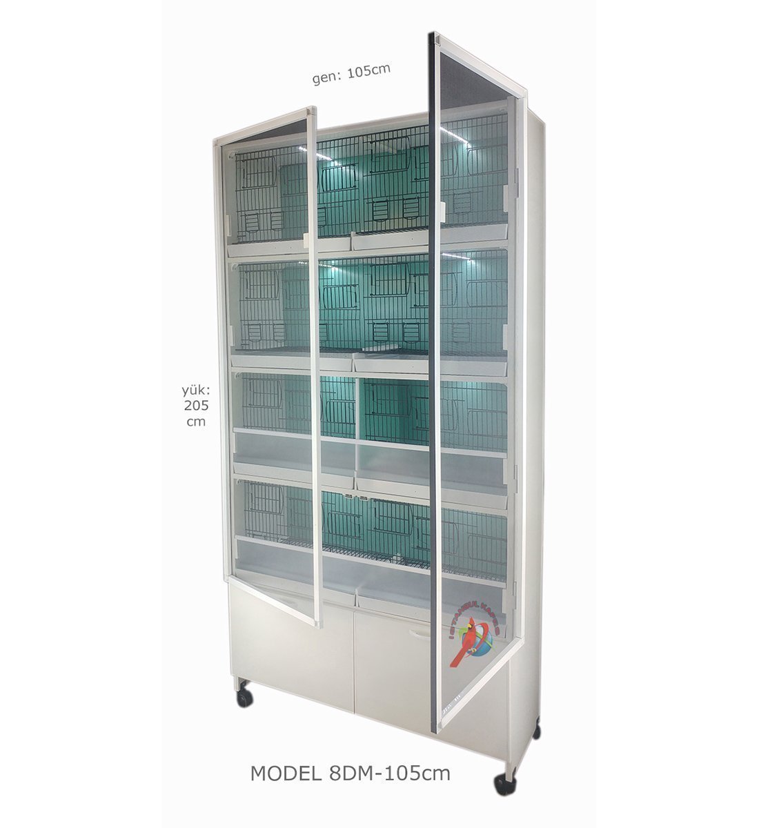 MODEL PDM08 - 8 li DOLAP - PVC KUŞ DOLABI - DOLAP KAFES - PVC KAFES - SALMA KAFES - ÇOK AMAÇLI DOLAP