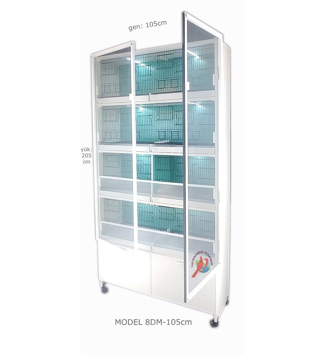 MODEL PDM08 - 8 li DOLAP - PVC KUŞ DOLABI - DOLAP KAFES - PVC KAFES - SALMA KAFES - ÇOK AMAÇLI DOLAP