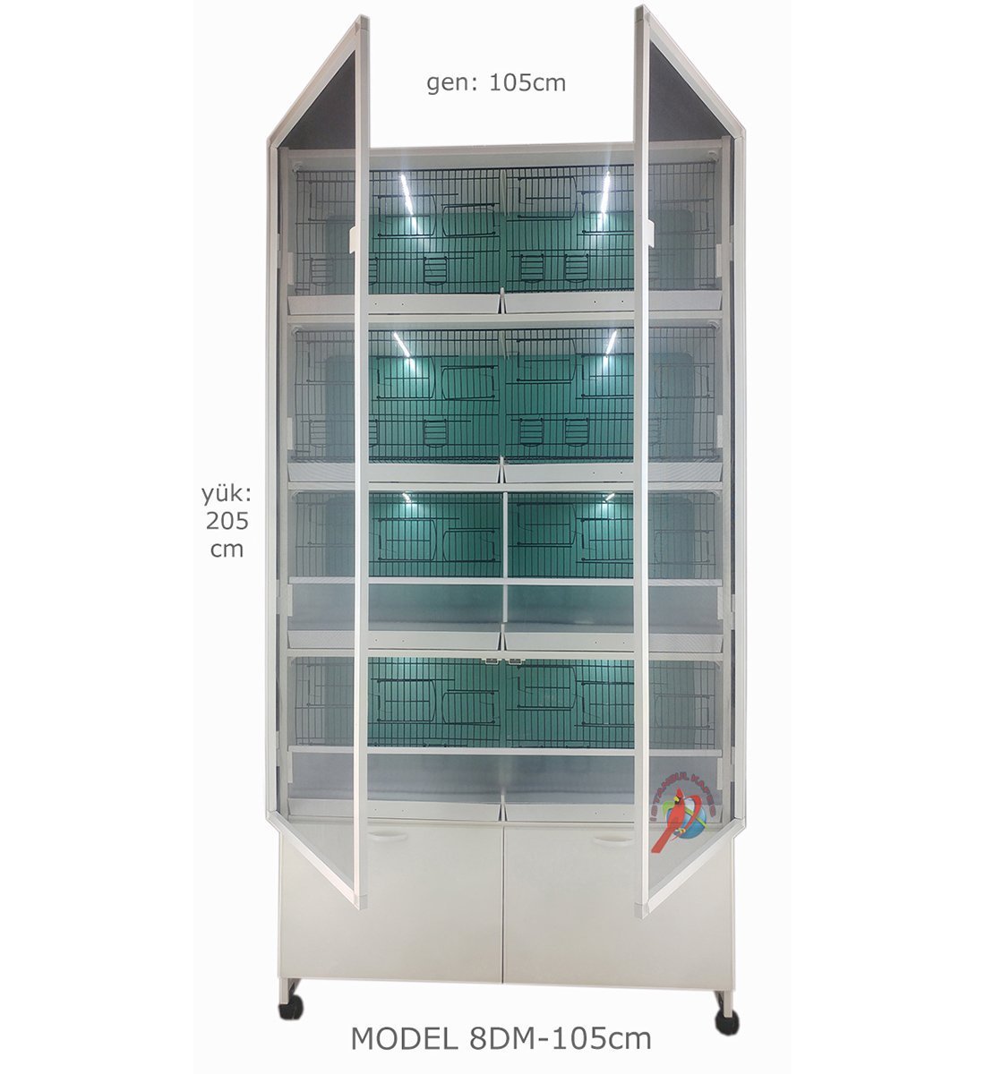 MODEL PDM08 - 8 li DOLAP - PVC KUŞ DOLABI - DOLAP KAFES - PVC KAFES - SALMA KAFES - ÇOK AMAÇLI DOLAP