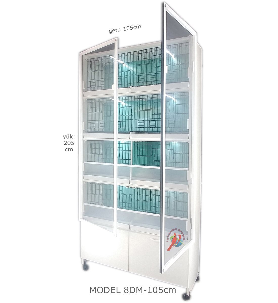 MODEL PDM08 - 8 li DOLAP - PVC KUŞ DOLABI - DOLAP KAFES - PVC KAFES - SALMA KAFES - ÇOK AMAÇLI DOLAP