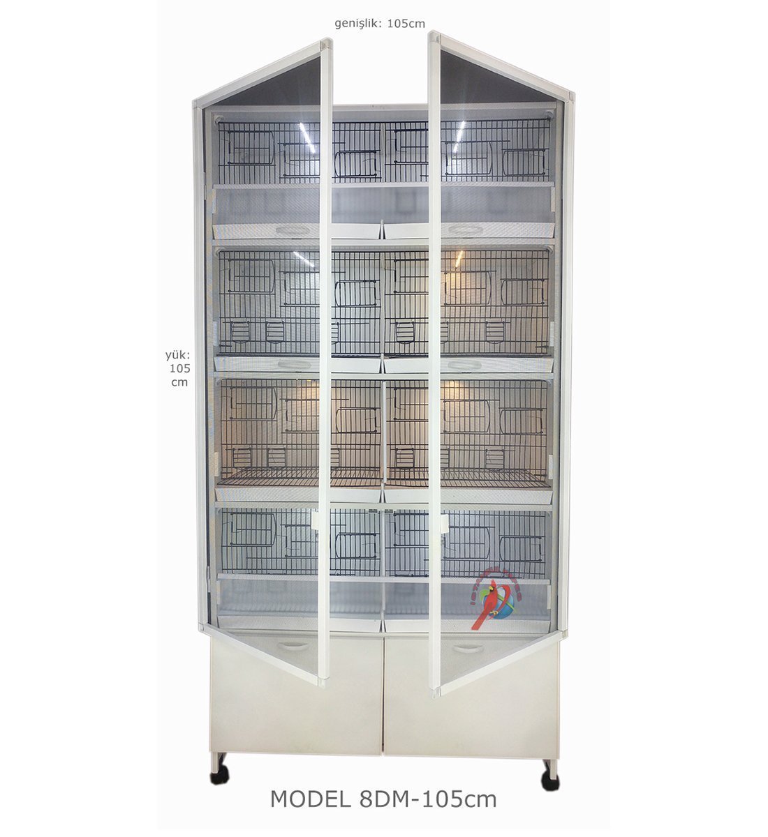 MODEL PDM08 - 8 li DOLAP - PVC KUŞ DOLABI - DOLAP KAFES - PVC KAFES - SALMA KAFES - ÇOK AMAÇLI DOLAP