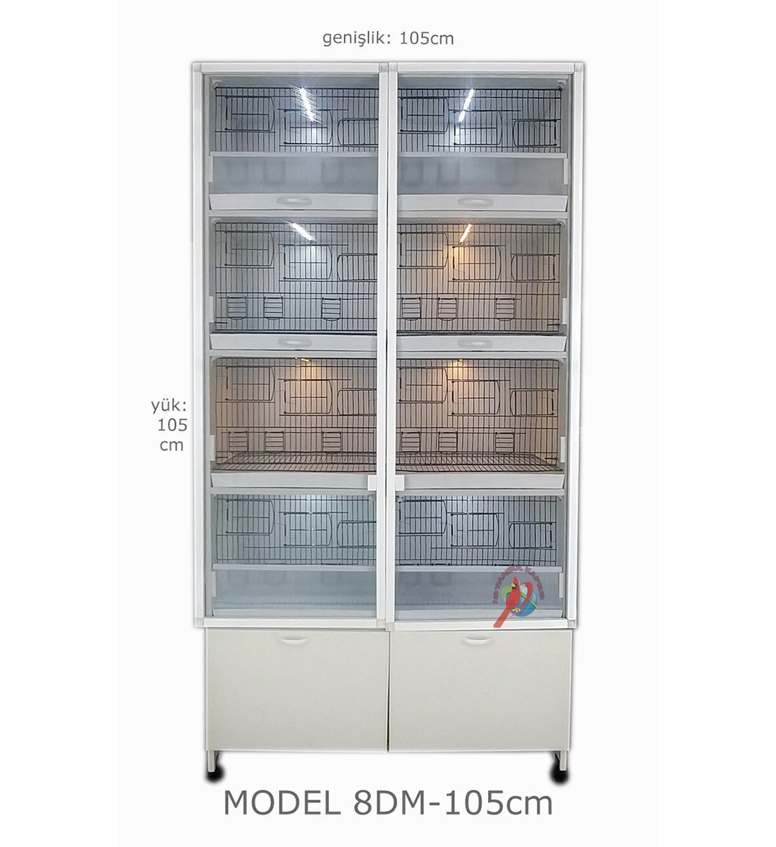 MODEL PDM08 - 8 li DOLAP - PVC KUŞ DOLABI - DOLAP KAFES - PVC KAFES - SALMA KAFES - ÇOK AMAÇLI DOLAP