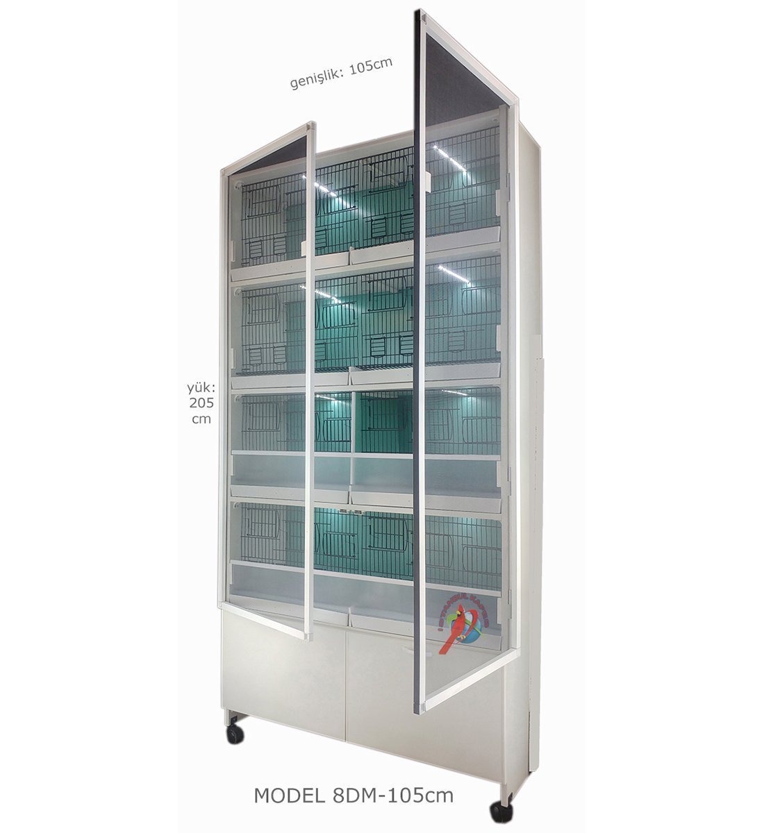 MODEL PDM08 - 8 li DOLAP - PVC KUŞ DOLABI - DOLAP KAFES - PVC KAFES - SALMA KAFES - ÇOK AMAÇLI DOLAP