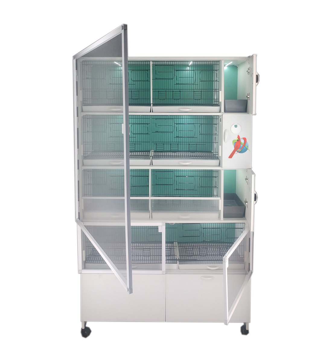 MODEL PDM54-ÇTYY (ÇİFT TEPSİ YANDAN FOLLUKLU) 8 li DOLAP - PVC KUŞ DOLABI - DOLAP KAFES - PVC KAFES - SALMA KAFES - ÇOK AMAÇLI DOLAP