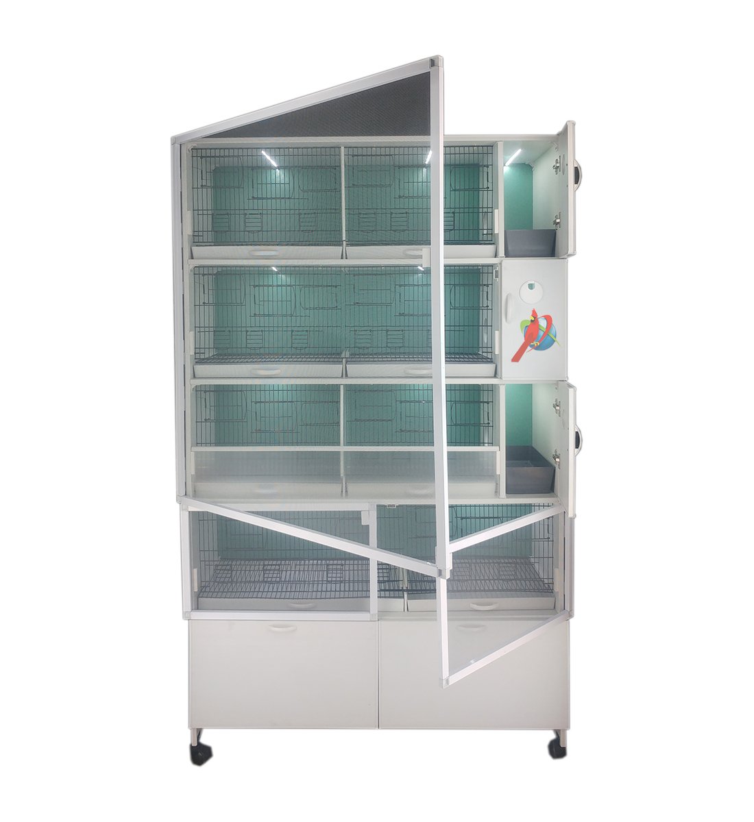 MODEL PDM54-ÇTYY (ÇİFT TEPSİ YANDAN FOLLUKLU) 8 li DOLAP - PVC KUŞ DOLABI - DOLAP KAFES - PVC KAFES - SALMA KAFES - ÇOK AMAÇLI DOLAP