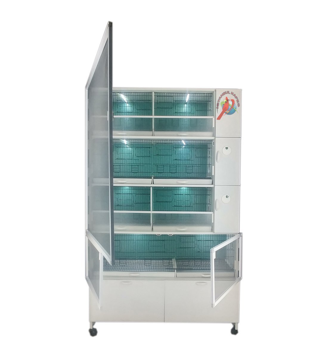 MODEL PDM54-ÇTYY (ÇİFT TEPSİ YANDAN FOLLUKLU) 8 li DOLAP - PVC KUŞ DOLABI - DOLAP KAFES - PVC KAFES - SALMA KAFES - ÇOK AMAÇLI DOLAP