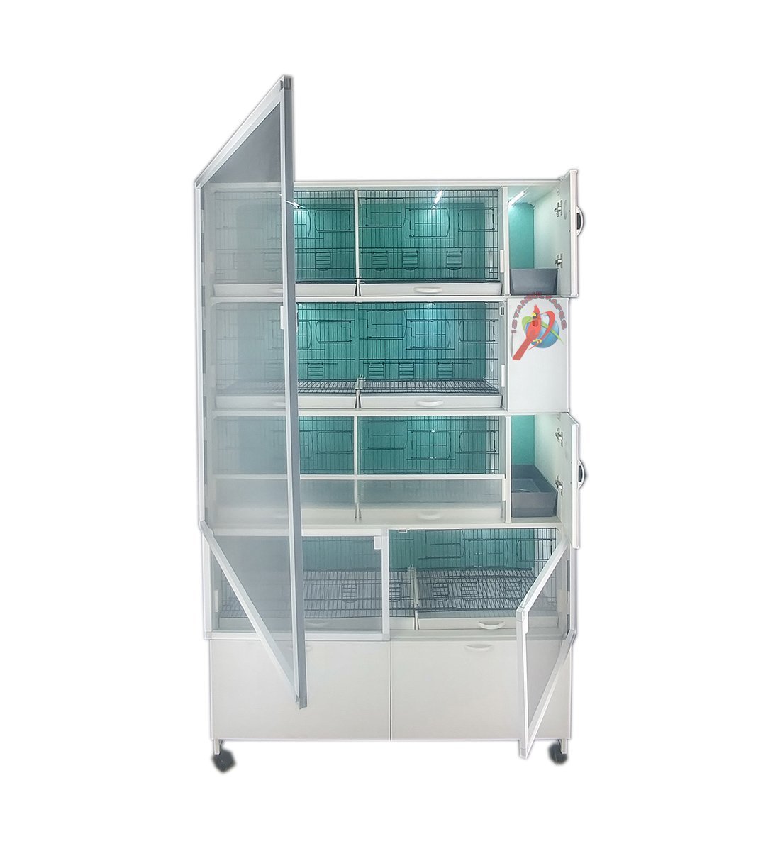 MODEL PDM54-ÇTYY (ÇİFT TEPSİ YANDAN FOLLUKLU) 8 li DOLAP - PVC KUŞ DOLABI - DOLAP KAFES - PVC KAFES - SALMA KAFES - ÇOK AMAÇLI DOLAP