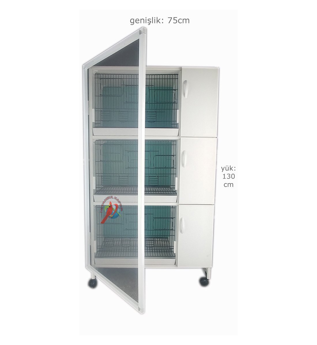 MODEL PDM03Y - 3'lü DOLAP - PVC KUŞ DOLABI - DOLAP KAFES - PVC KAFES - SALMA KAFES - ÇOK AMAÇLI DOLAP