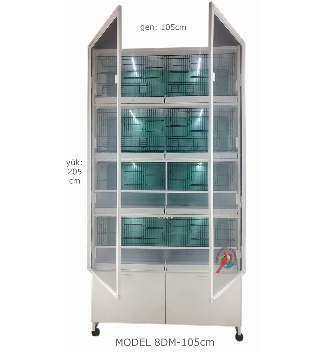 MODEL PDM08 - 8 li DOLAP - PVC KUŞ DOLABI - DOLAP KAFES - PVC KAFES - SALMA KAFES - ÇOK AMAÇLI DOLAP