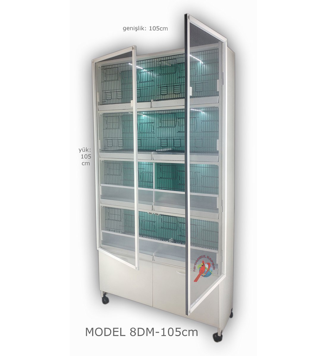 MODEL PDM08 - 8 li DOLAP - PVC KUŞ DOLABI - DOLAP KAFES - PVC KAFES - SALMA KAFES - ÇOK AMAÇLI DOLAP