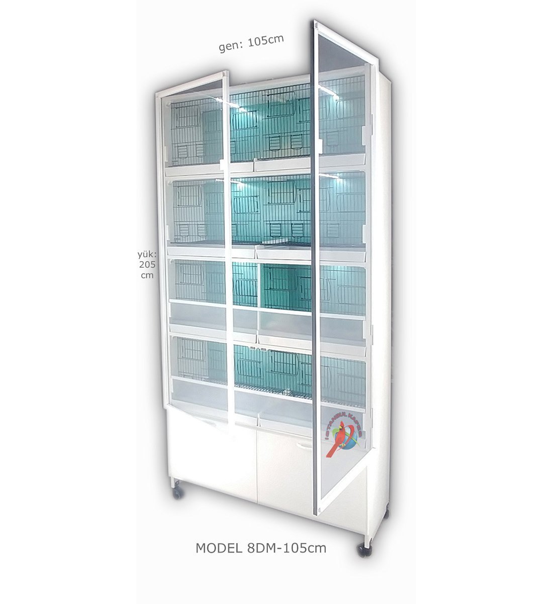 MODEL PDM08 - 8 li DOLAP - PVC KUŞ DOLABI - DOLAP KAFES - PVC KAFES - SALMA KAFES - ÇOK AMAÇLI DOLAP