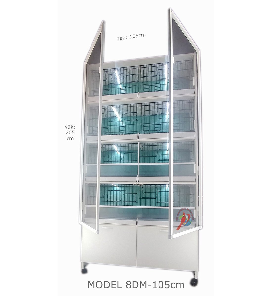 MODEL PDM08 - 8 li DOLAP - PVC KUŞ DOLABI - DOLAP KAFES - PVC KAFES - SALMA KAFES - ÇOK AMAÇLI DOLAP