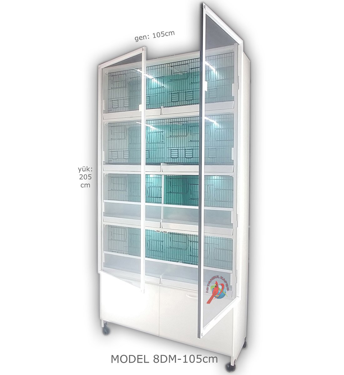 MODEL PDM08 - 8 li DOLAP - PVC KUŞ DOLABI - DOLAP KAFES - PVC KAFES - SALMA KAFES - ÇOK AMAÇLI DOLAP