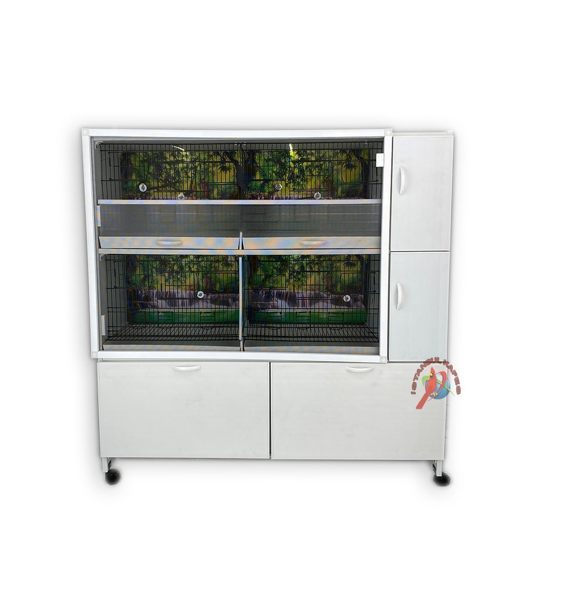 MODEL PD52-(ÇİFT TEPSİ YANDAN FOLLUKLU) DOLAP - PVC KUŞ DOLABI - DOLAP KAFES - PVC KAFES - SALMA KAFES - ÇOK AMAÇLI DOLAP