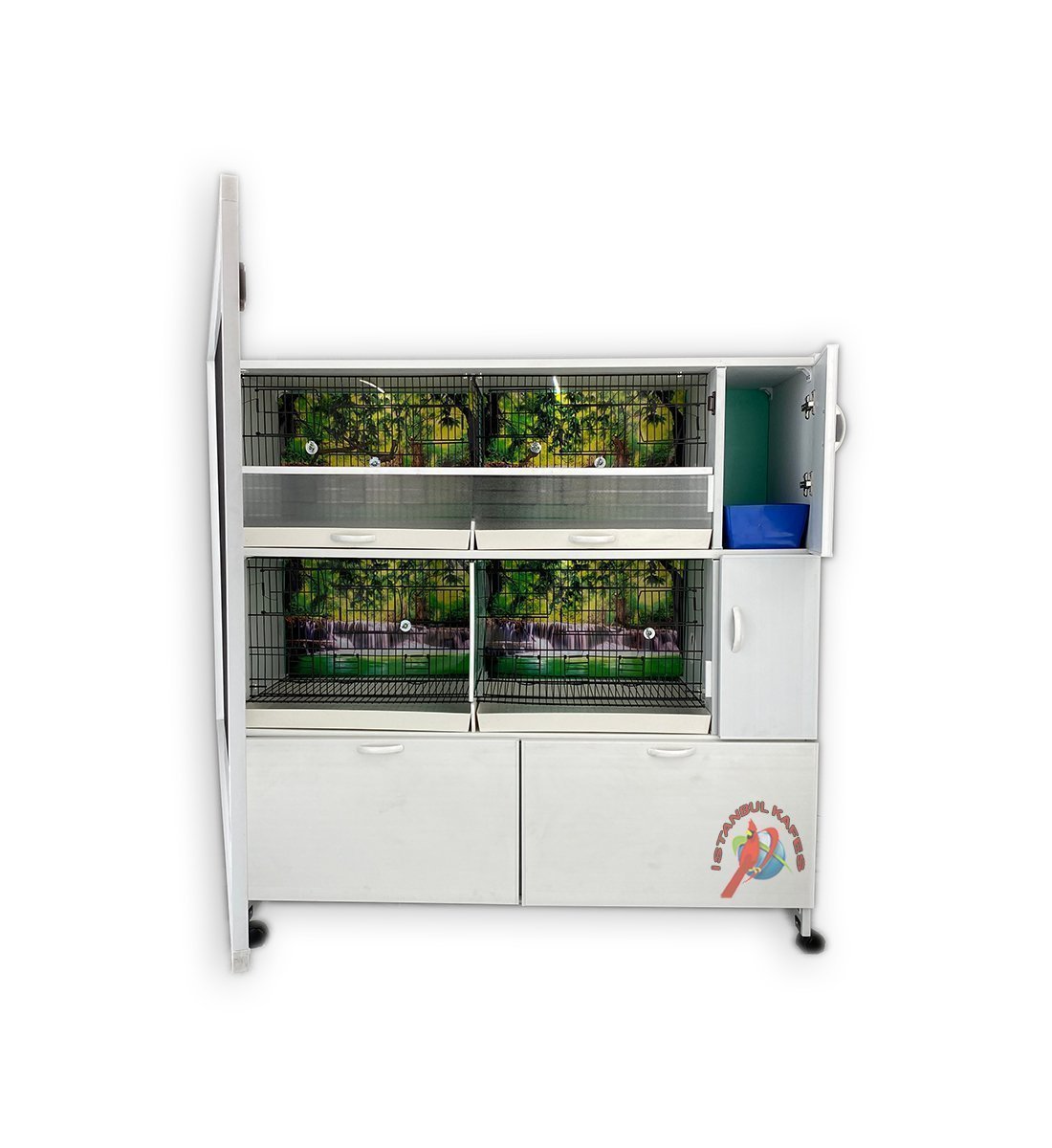 MODEL PD52-(ÇİFT TEPSİ YANDAN FOLLUKLU) DOLAP - PVC KUŞ DOLABI - DOLAP KAFES - PVC KAFES - SALMA KAFES - ÇOK AMAÇLI DOLAP