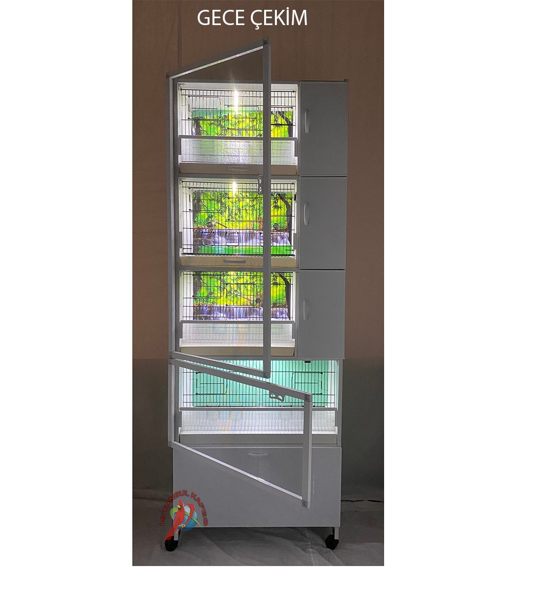MODEL PDM01YS (SALMALI) - 4'lü DOLAP - PVC KUŞ DOLABI - DOLAP KAFES - PVC KAFES - SALMA KAFES - ÇOK AMAÇLI DOLAP