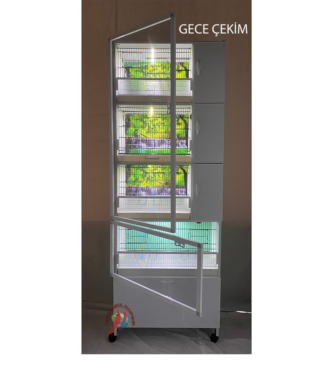MODEL PDM01YS (SALMALI) - 4'lü DOLAP - PVC KUŞ DOLABI - DOLAP KAFES - PVC KAFES - SALMA KAFES - ÇOK AMAÇLI DOLAP