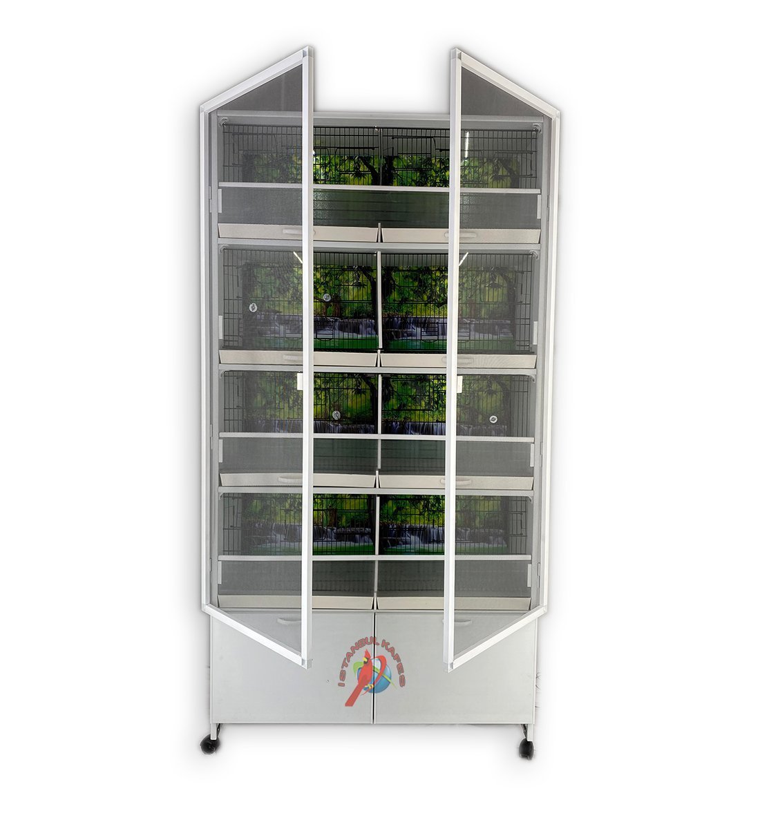 MODEL PDM08 - 8 li DOLAP - PVC KUŞ DOLABI - DOLAP KAFES - PVC KAFES - SALMA KAFES - ÇOK AMAÇLI DOLAP