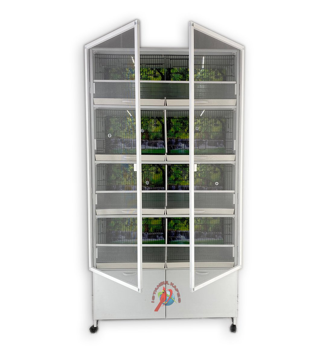 MODEL PDM08 - 8 li DOLAP - PVC KUŞ DOLABI - DOLAP KAFES - PVC KAFES - SALMA KAFES - ÇOK AMAÇLI DOLAP