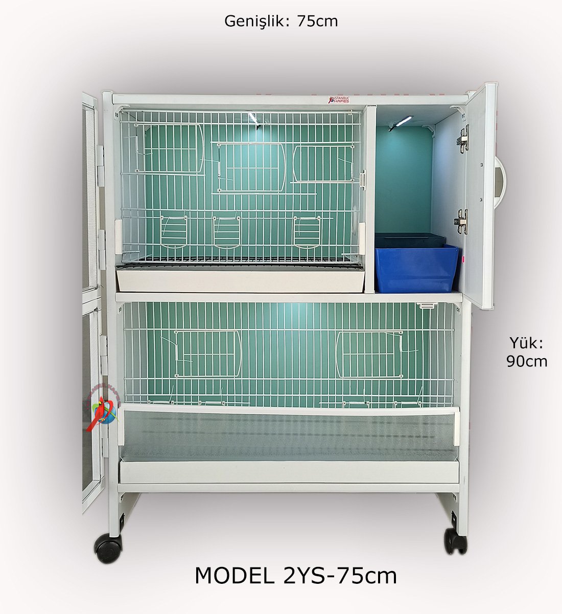 MODEL PDM02YS (SALMALI) - 2'li DOLAP - PVC KUŞ DOLABI - DOLAP KAFES - PVC KAFES - SALMA KAFES - ÇOK AMAÇLI DOLAP