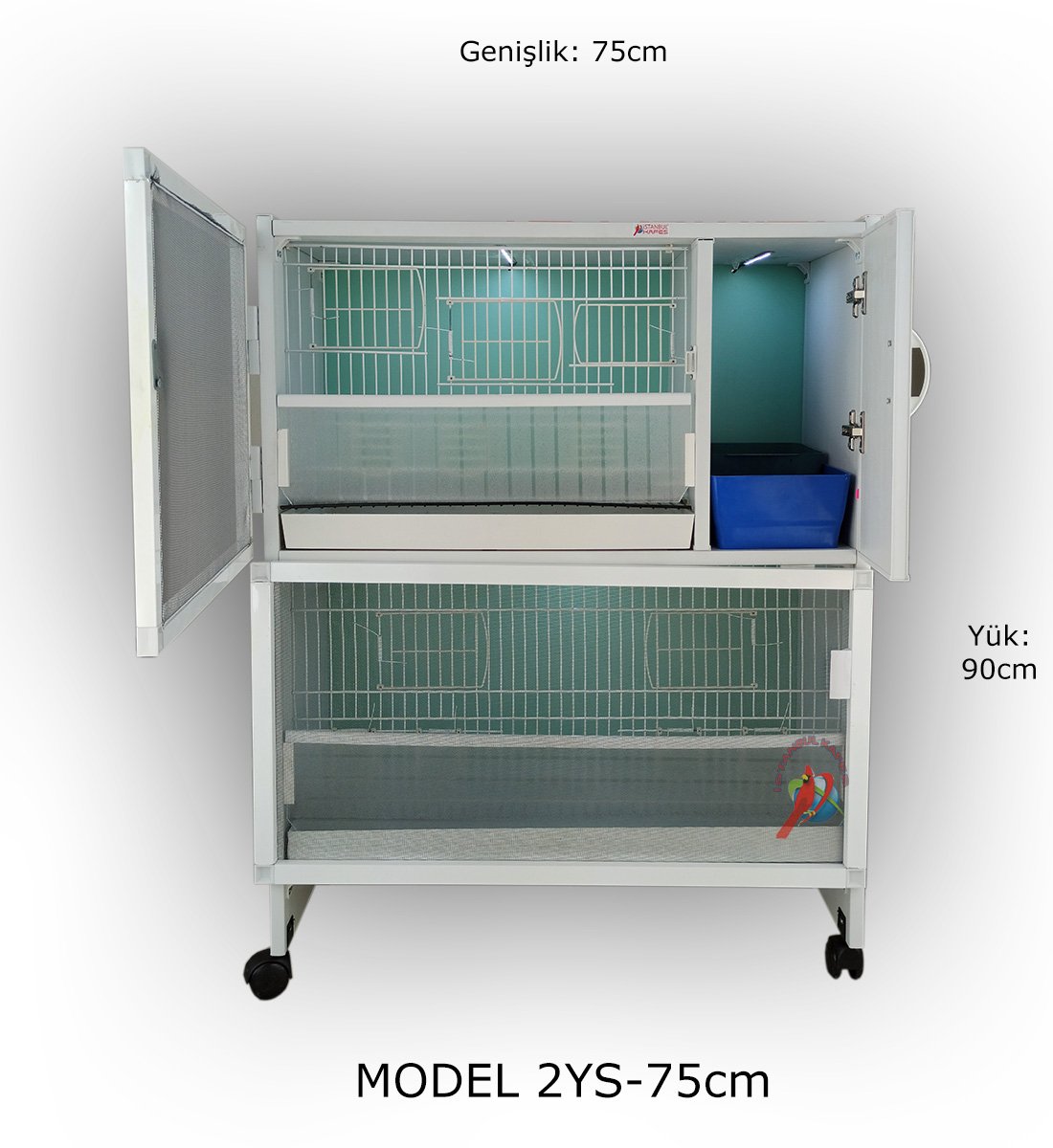 MODEL PDM02YS (SALMALI) - 2'li DOLAP - PVC KUŞ DOLABI - DOLAP KAFES - PVC KAFES - SALMA KAFES - ÇOK AMAÇLI DOLAP