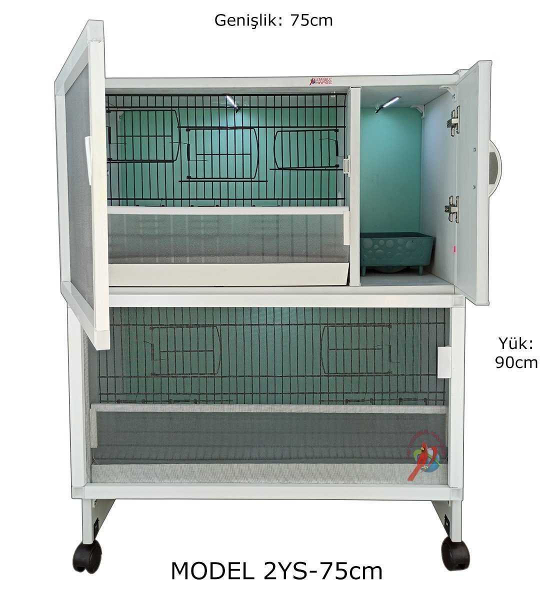 MODEL PDM02YS (SALMALI) - 2'li DOLAP - PVC KUŞ DOLABI - DOLAP KAFES - PVC KAFES - SALMA KAFES - ÇOK AMAÇLI DOLAP