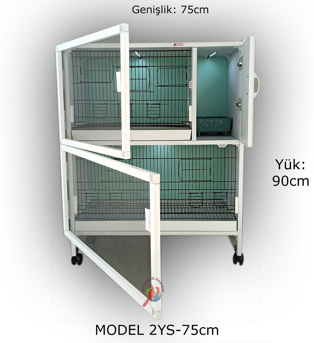 MODEL PDM02YS (SALMALI) - 2'li DOLAP - PVC KUŞ DOLABI - DOLAP KAFES - PVC KAFES - SALMA KAFES - ÇOK AMAÇLI DOLAP