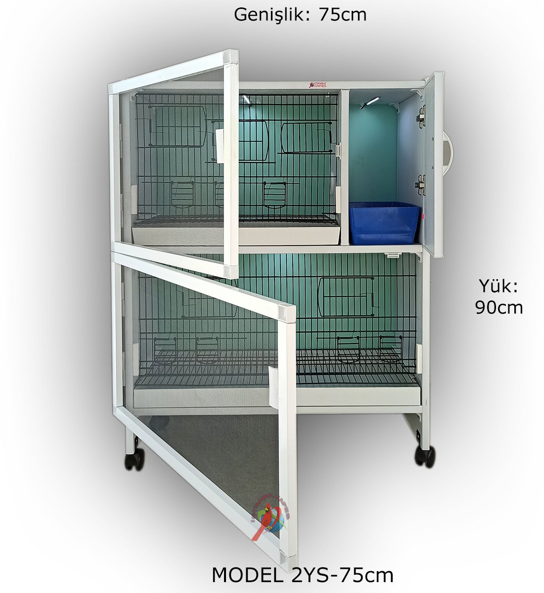MODEL PDM02YS (SALMALI) - 2'li DOLAP - PVC KUŞ DOLABI - DOLAP KAFES - PVC KAFES - SALMA KAFES - ÇOK AMAÇLI DOLAP
