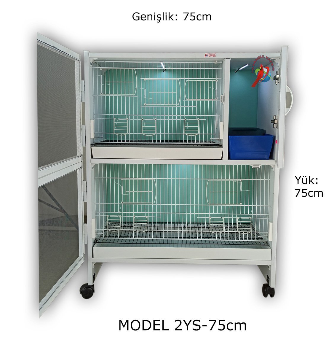 MODEL PDM02YS (SALMALI) - 2'li DOLAP - PVC KUŞ DOLABI - DOLAP KAFES - PVC KAFES - SALMA KAFES - ÇOK AMAÇLI DOLAP