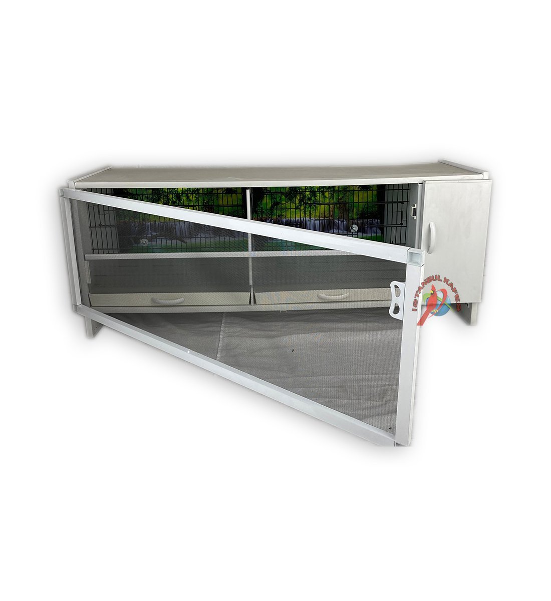 MODEL PD51-(ÇİFT TEPSİ YANDAN FOLLUKLU) DOLAP - PVC KUŞ DOLABI - DOLAP KAFES - PVC KAFES - SALMA KAFES - ÇOK AMAÇLI DOLAP