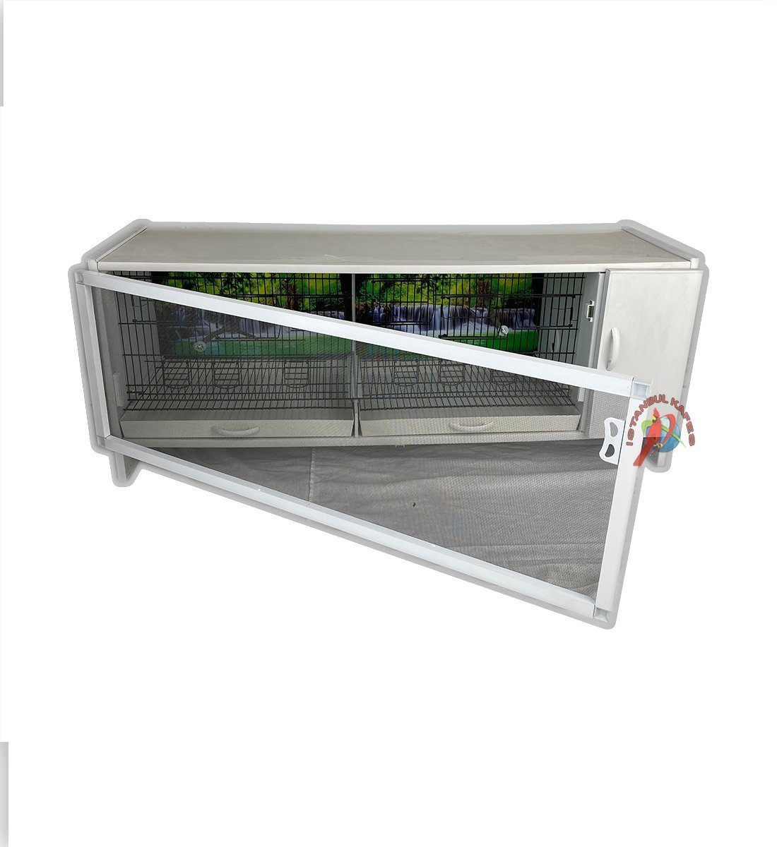 MODEL PD51-(ÇİFT TEPSİ YANDAN FOLLUKLU) DOLAP - PVC KUŞ DOLABI - DOLAP KAFES - PVC KAFES - SALMA KAFES - ÇOK AMAÇLI DOLAP