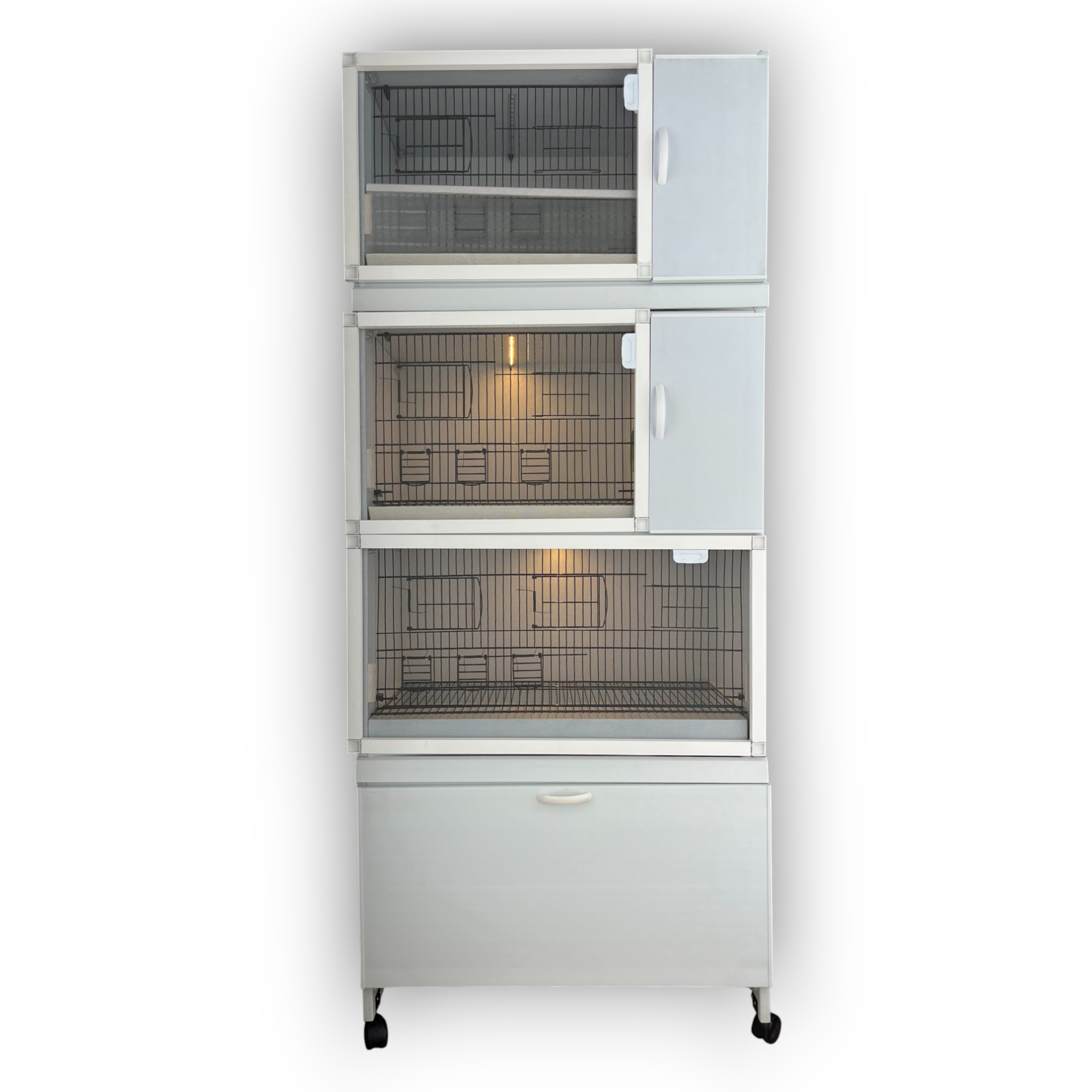 MODEL PDM03YS (SALMALI) 3 lü DOLAP - PVC KUŞ DOLABI - DOLAP KAFES - PVC KAFES - SALMA KAFES - ÇOK AMAÇLI DOLAP