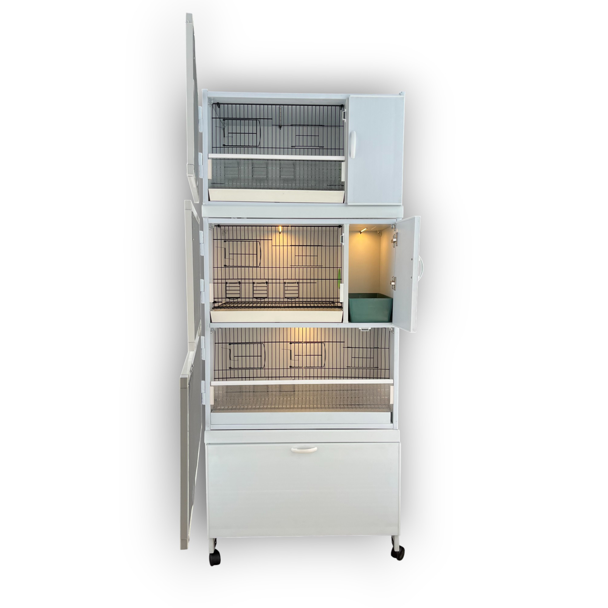 MODEL PDM03YS (SALMALI) 3 lü DOLAP - PVC KUŞ DOLABI - DOLAP KAFES - PVC KAFES - SALMA KAFES - ÇOK AMAÇLI DOLAP