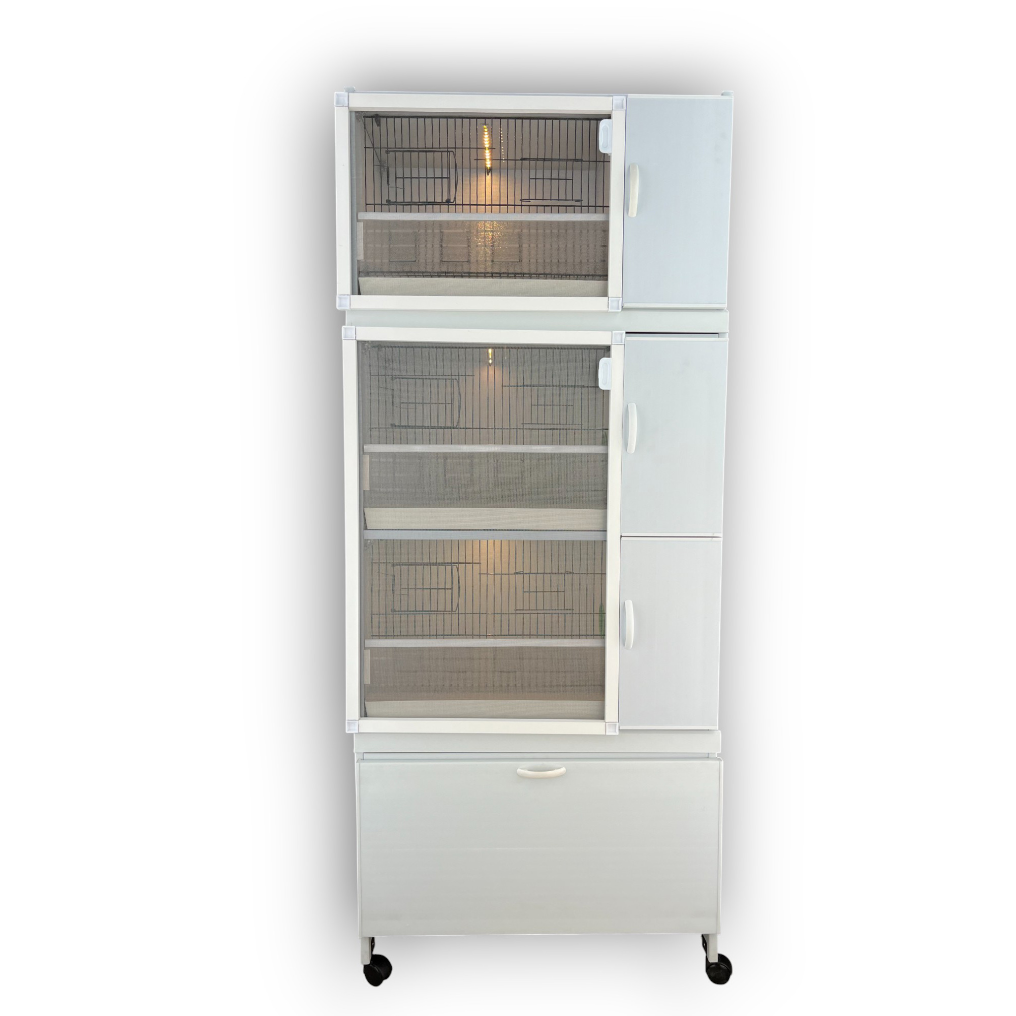 MODEL PDM03Y - 3'lü DOLAP - PVC KUŞ DOLABI - DOLAP KAFES - PVC KAFES - SALMA KAFES - ÇOK AMAÇLI DOLAP