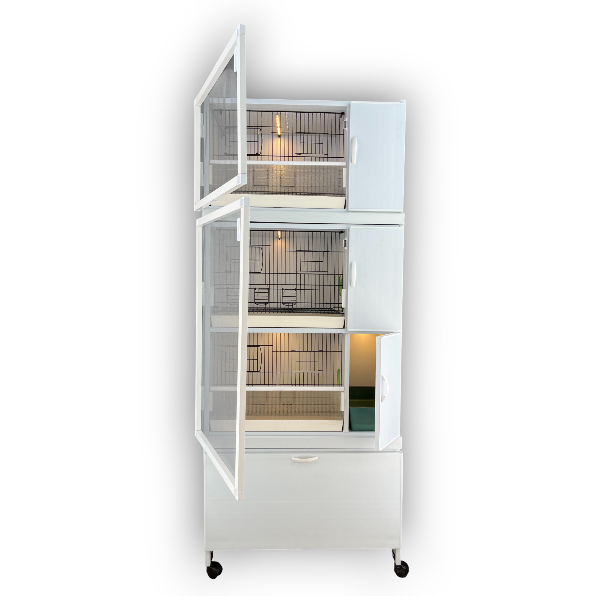 MODEL PDM03Y - 3'lü DOLAP - PVC KUŞ DOLABI - DOLAP KAFES - PVC KAFES - SALMA KAFES - ÇOK AMAÇLI DOLAP