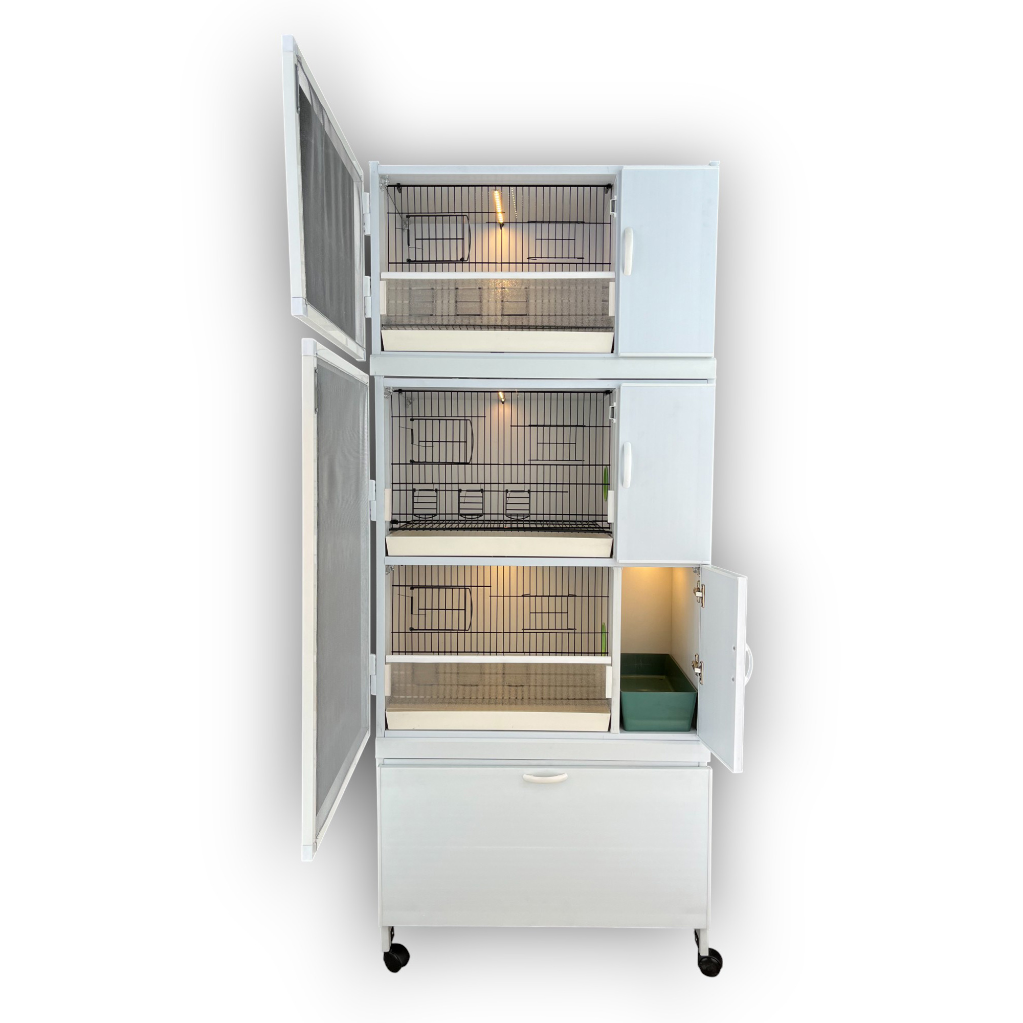 MODEL PDM03Y - 3'lü DOLAP - PVC KUŞ DOLABI - DOLAP KAFES - PVC KAFES - SALMA KAFES - ÇOK AMAÇLI DOLAP